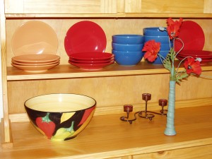 New colorful ceramic dishes make the food taste better. : )